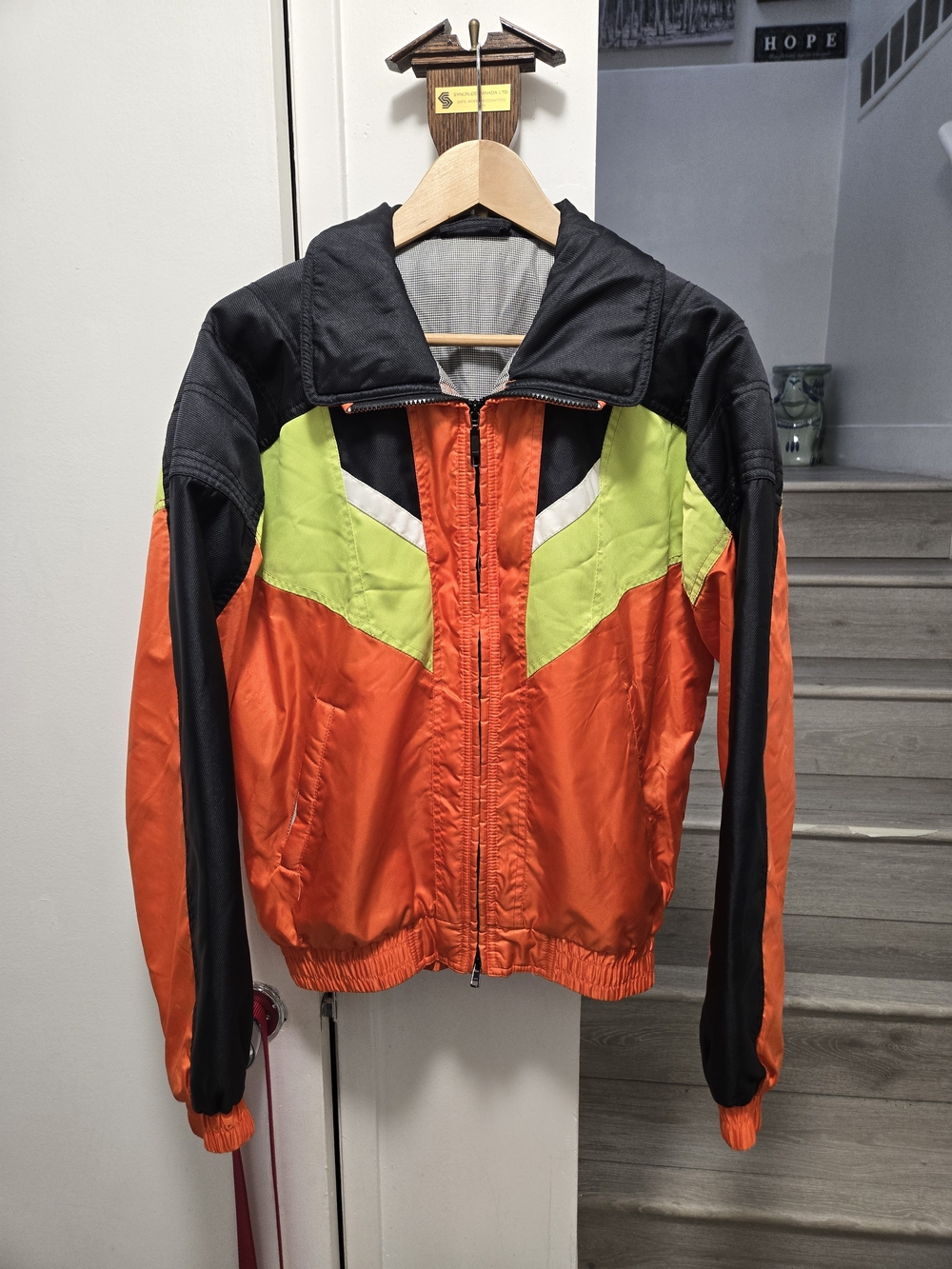 80s/90s Vintage Descente Orange, Neon Yellow & Black Ski Jacket Size M